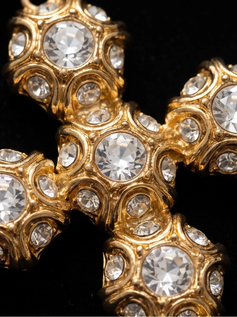 Gold-Tone Cross Pendant Necklace with Crystal Accents - Women Jewelry